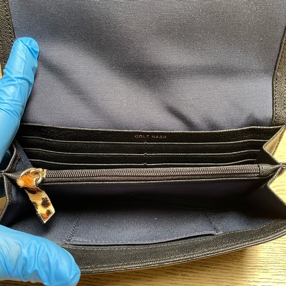 Cole Haan Animal Print Wallet with Black Trim - Picture 3 of 3